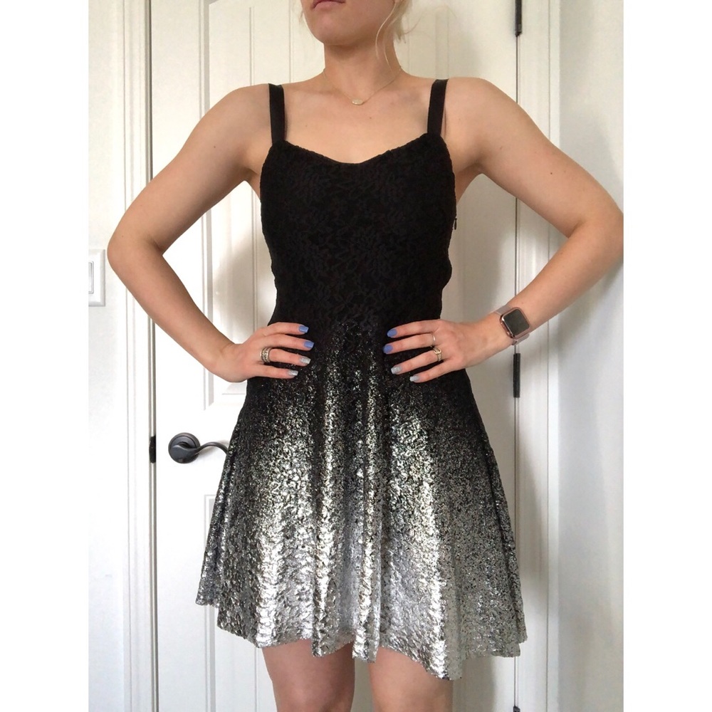 Free People a black and silver fade dress